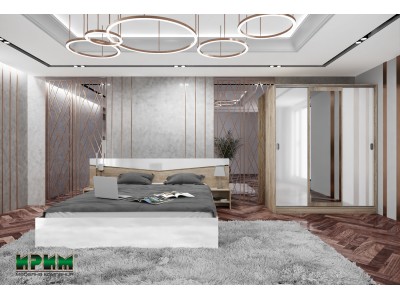 Спален комплект Сити 7074 (бяло гланц/сонома арвен)